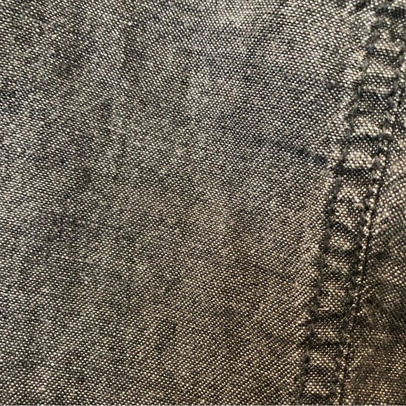 Eileen Fisher 100 linen wide leg crop drawstring pant w pockets indigo wash M - Picture 11 of 12